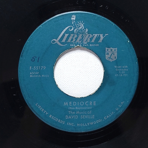 David Seville & Chipmunks Vinyl 45 Alvin's Harmonica / Mediocre G+ Novelty - Picture 2 of 2